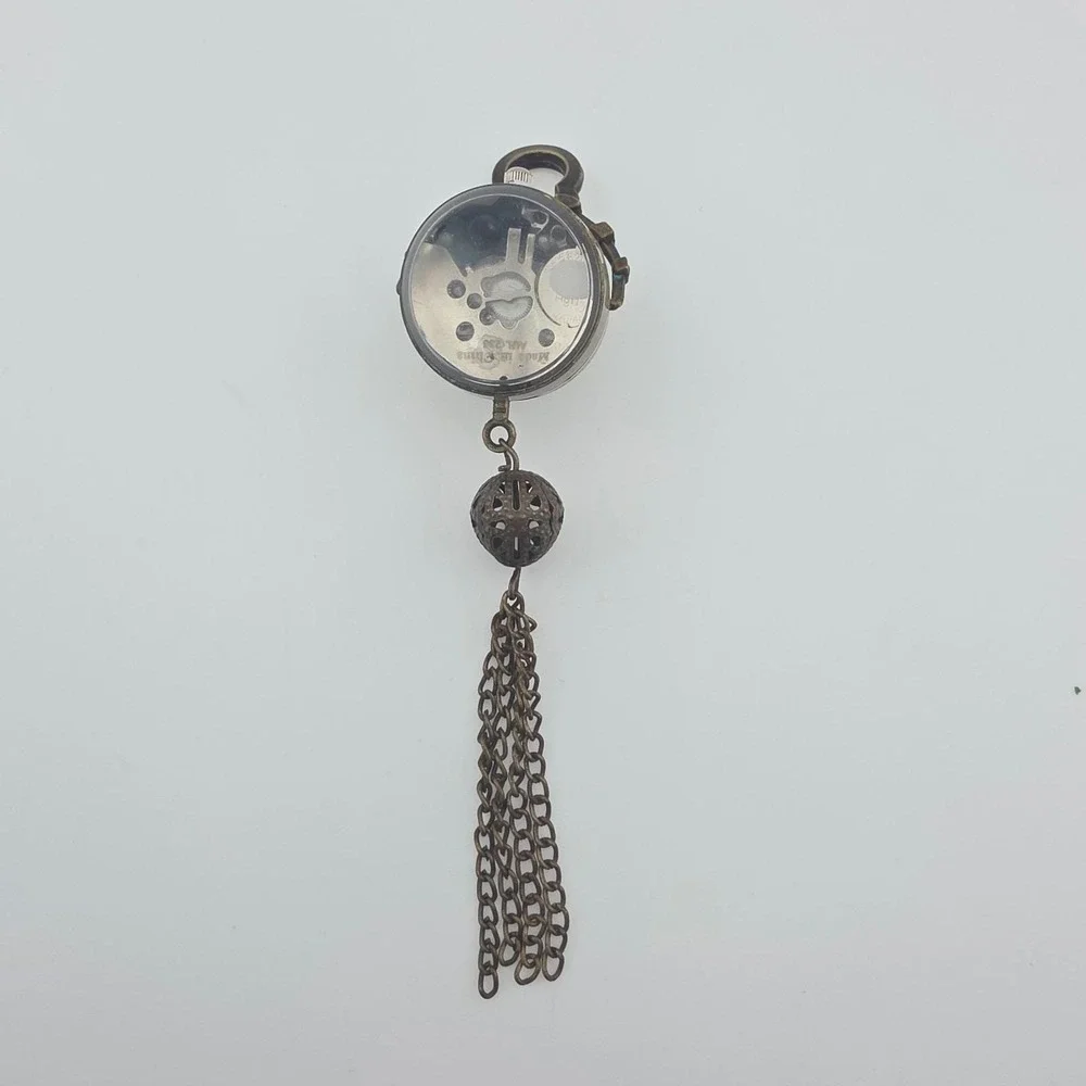 Vintage Pocket Watch Tassle Pendent Filligree Cage Sphere Bronze 4